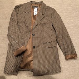 Brown gingham print blazer